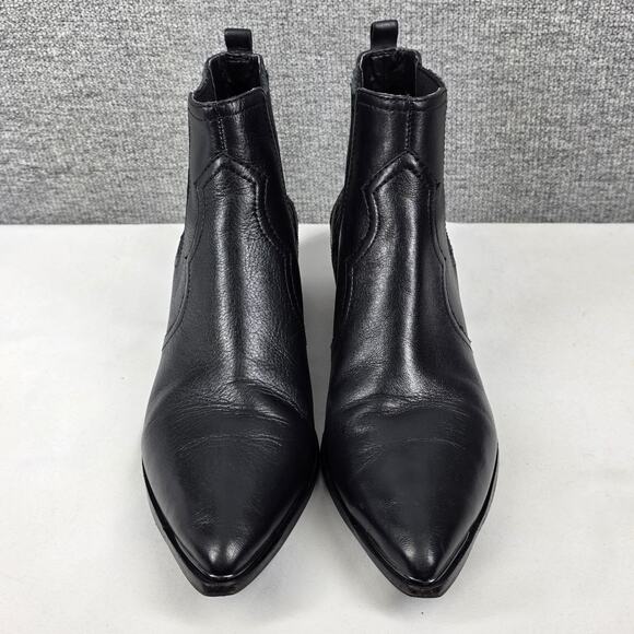 MARC FISHER LTD BLACK LEATHER WESTERN COWBOY ANKLE BOOT – SIZE 9M - Picture 3 of 11